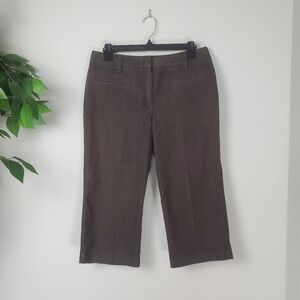 Larry Levine Petite Brown Cropped Stretch Pants Size 10 Petite